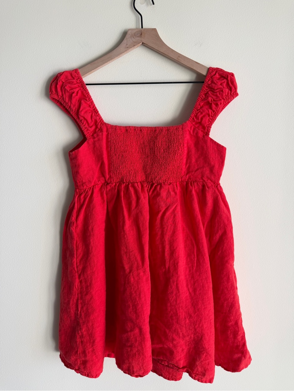 Solai Amalfi 100% Linen Mini Dress Red Linen Babydoll Beach Vacation Size Medium - Picture 7 of 13